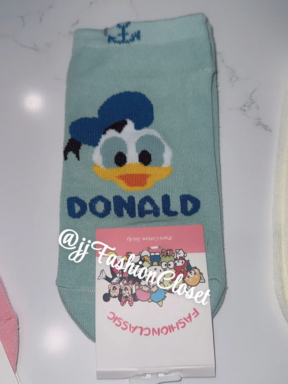Kids Character Crew Socks - Pink, Light Blue, White, Lilac